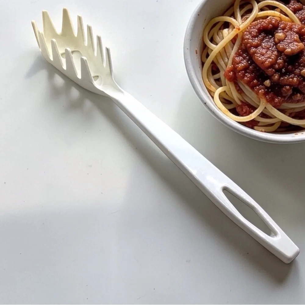 Vintage Tailor Made #3 Spaghetti Pasta Fork White 11” Serving Utensil